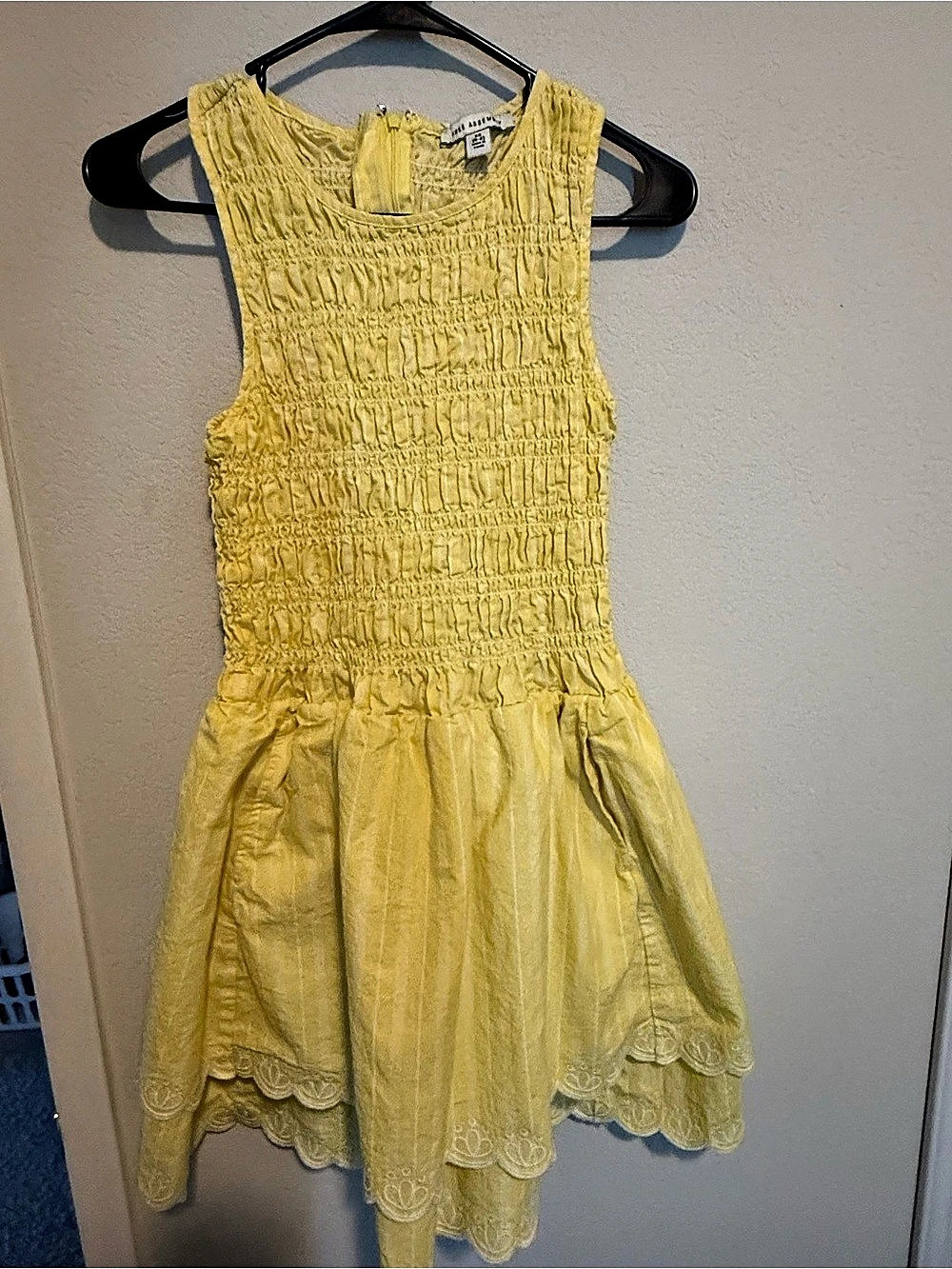 Free Assembly Smocked Yellow Striped Mini Dress